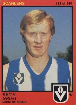 1982 Scanlens VFL #135 Keith Greig Front